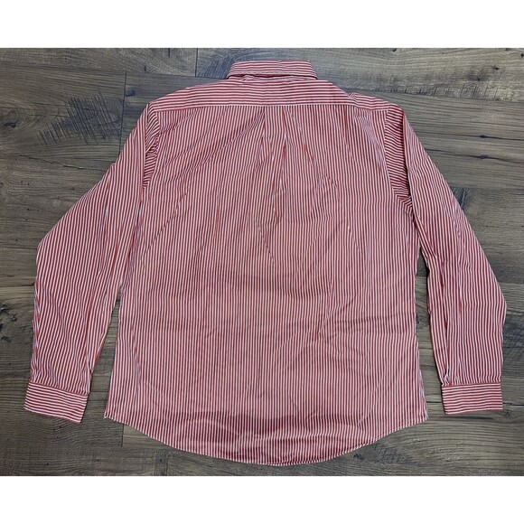 Vintage Ralph Lauren Button Shirt Mens XL Striped Orange White Custom Fit 80s - Picture 8 of 11